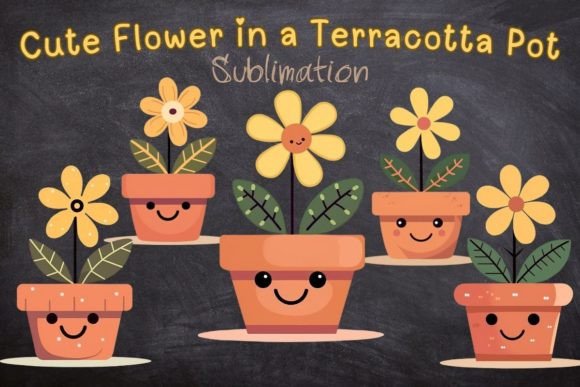 Download Cute Flower in a Terracotta Pot Sublimat - Cute Collection