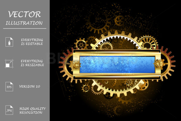 Download Mechanical Blue Banner Steampunk - Banner Collection