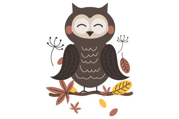 Download Cute Owl with Autumn Leaves Scandinavian Style - Cute Collection