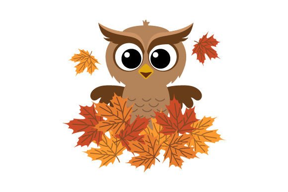 Download Cute Owl with Autumn Leaves Scandinavian Style - Cute Collection