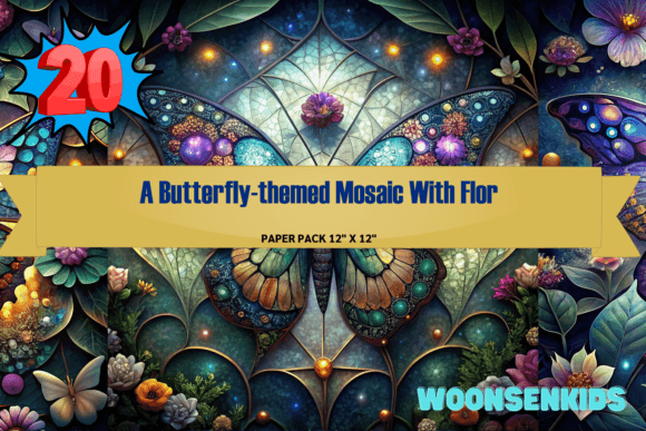 Download Butterfly-themed Mosaic with Floral Designs - Floral designs Collection