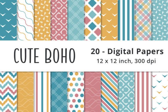 Download Cute Boho Digital Paper Backgrounds - Cute Collection