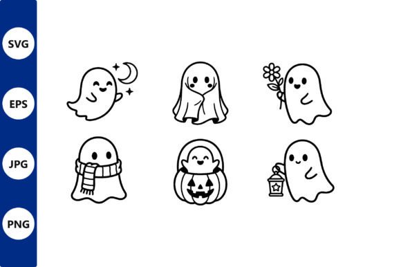Download Cute Black White Ghost Halloween Vector - Cute Collection