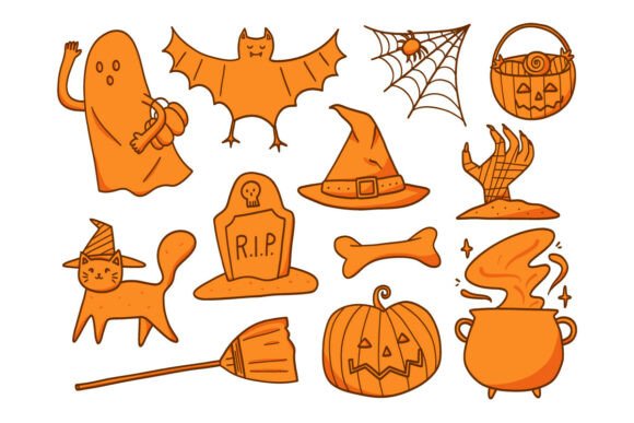 Download Cute Halloween Doodle Elements Set Pack - Cute Collection